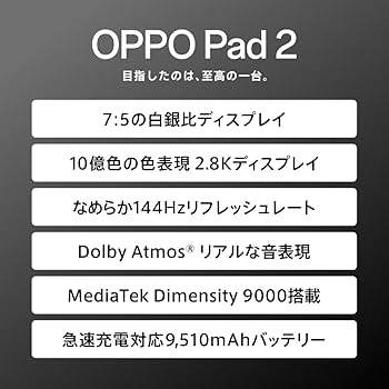 Amazon.co.jp: OPPO Pad 2 タブレット グレー 8GB+256GB 11.6